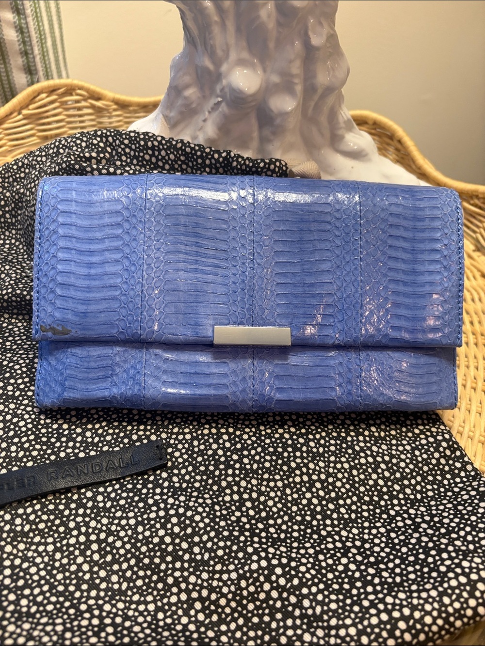 Offer Randall snakeskin clutch crossbody